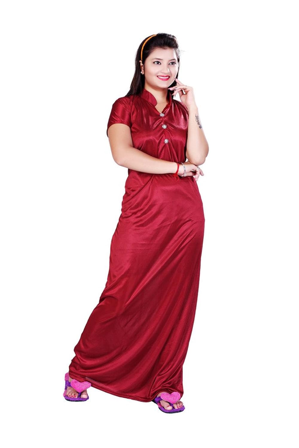 bailey women's satin night gown (red_free size)