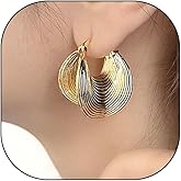 Fashion 14k Gold Statement Dangle Earrings for Women Retro Geometric Drop Hoop Earrings Dainty Lightweight Earrings Jewelry Gifts