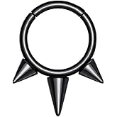 Pierced Owl - 16GA G23 Implant Grade Titanium Spiked Cartilage Helix Daith Septum Hinged Segment Ring