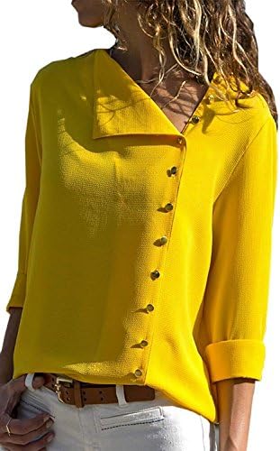 Yknktstc Womens Button up Long Sleeve T-Shirt Casual Blouse Tunic Tops T Shirt