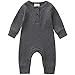 Kuriozud Newborn Infant Unisex Baby Boy Girl Button Solid Romper Bodysuit One Piece Jumpsuit Outfits Clothes (Long Sleeve one Piece Gray, 0-3 Months)