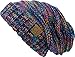 Funky Junque Oversized Slouchy Knit Beanie for Women, Warm Cable Hat, Jet Black Kaleidoscope Tricolor Mix - 2 Confetti Oatmeal