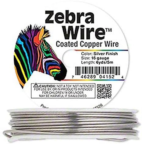 Zebra Wire Gold/Silver/Copper Round Spool 12, 14, 16, 18, 20, 22, 24, 26 Gauge (16 Gauge 6 Yard, Silver)