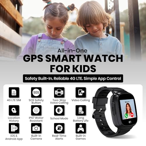 Kids Watch with GPS Tracker, Two-Way Calling, Real-Time Tracking & SOS Alerts - Smart Watch for Kids Call and Text with Geo-Fencing, School Mode, Water-Resistant, Long Battery Life & Parental Controls