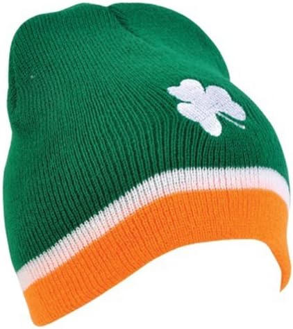 St. Patricks Day Shamrock Tri - Color Beanie Hat