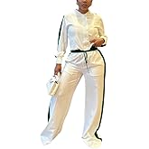 Wuitrie Pants Sets Women 2 Piece Outfits Long Sleeve Zipper Button Jacket Top Elastic Waist Trousers Fall Winter Casual Set