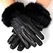 Alpine Swiss Womens Leather Dressy Gloves Faux Fur Trim Cuff Thermal Lining Black XL