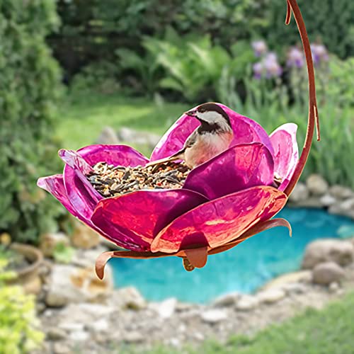 Sensation Pink Flower Bird Feeder Hummingbird Feeder, Unbreakable Feeder,Standing Flower Bird Feeder, Hummingbird Feeder for Lawn Decoration (Pink)