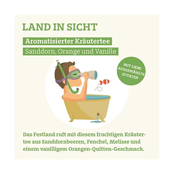 Trink Meer Tee LAND IN SICHT - Bio Früchte-Kräutertee | hocharomatisch | Mandarine und Vanille Geschmack | Biotee in… – Bild 4
