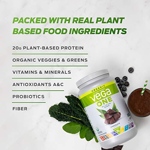 Vega One Organic, Mocha, Meal Replacement Protein Powder, Vegan, Plant Based, Superfood, Vitamins, Probiotics, Dairy Free, Gluten Free, Pea Protein for Women and Men, 12.7 Ounces (9 Servings)