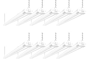hykolity 10 Pack 4FT Linkable LED Utility Light Fixture, 4400lm, 42W, 5000K Daylight for Workshop, Garage, Hanging or Surface Mount, with Power Cord, ETL