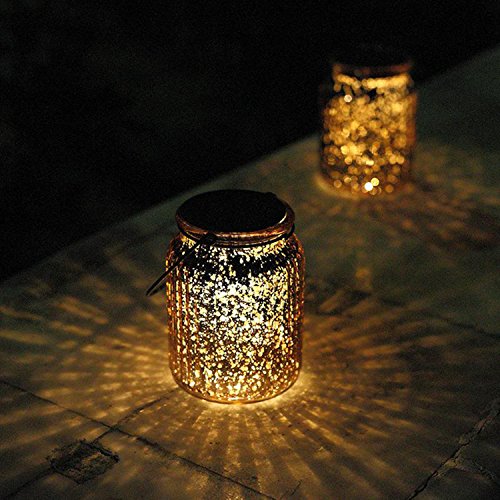image for Sunwind Solar Mercury Glass Mason Jars - 2 Pack Bronze Table Lamp Hang