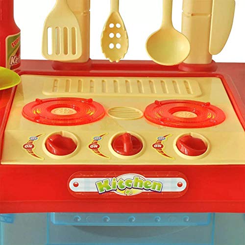 Autoshoppingcenter Spielküche Kinderküche mit Licht und Sound, Kinderküchen-Spielset mit Kochgeschirr Little Chef Kinder… – Bild 6