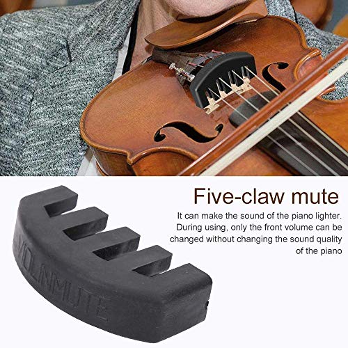 Violin Practice Mute Rubber Dampening Sound Mutes for Beginners Comb Claw Mutes Round Tourte Style Mutes 4/4 Finger Guide Sticker for Violin Small Viola - Thumbnail 7