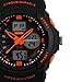Aposon Mens Dual Time Outdoor Digital Analog Quartz Waterproof Wrist Sport Watch with Electronic LED Display, 3ATM Water Resistant (98ft 30M), Back Light, Alarm, Military 24H Time - Orange