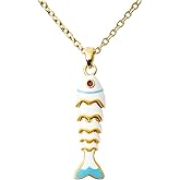 Acun Sardine Fish Pendant Coastal Necklace for Women Beaded Ocean Jewelry Boho Beach Charm Gold Fish Jewelry Gift