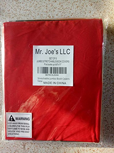 Jumbo stretchable book Cover set of six with sticky pad and stick on labels washable and durable fits most text books