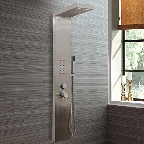 VIRPOL Shower Tower Panel Waterfall & Massage Jets with Hand Shower Rain Column Wall SPS2A