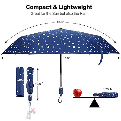 image for TradMall Travel Umbrella, Lightweight Compact Parasol with 99% UV Prot