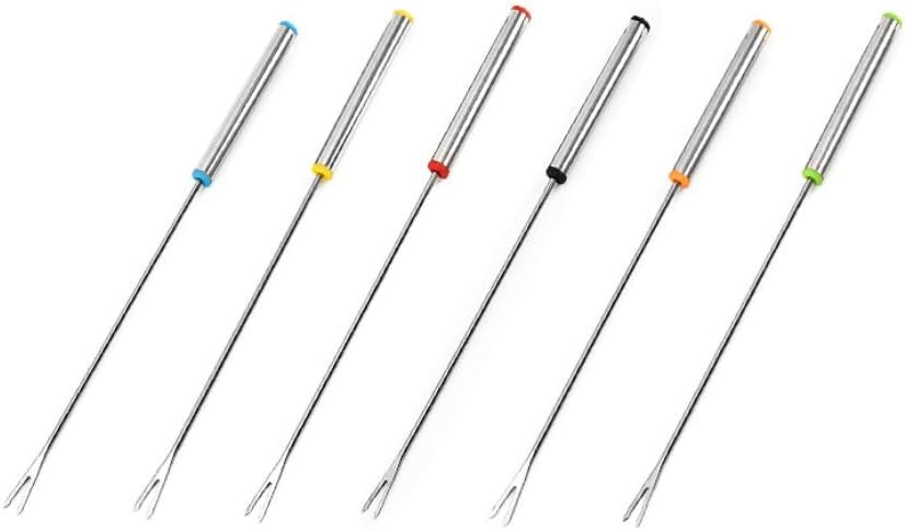 Kaptin Set of 12 Stainless Steel Fondue Forks,Multicolored Stainless Steel Skewer Sticks with Heat Resistant Handle for Chocolate Fountain Cheese Fondue Roast Marshmallows Meat,9.5 Inch - Image 3