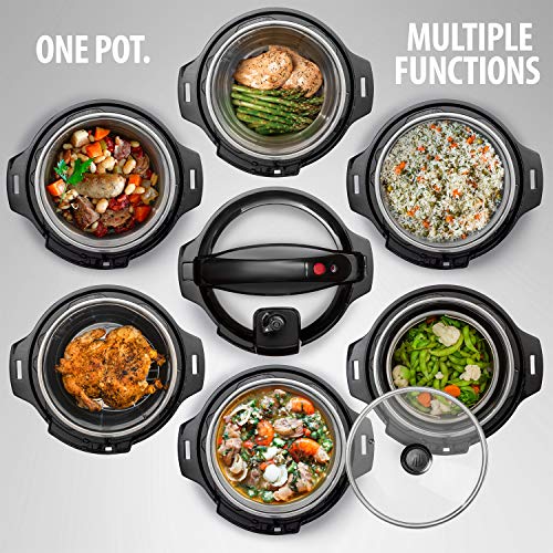 Deco Chef 8 QT 10-in-1 Pressure Cooker Instant Rice, SautÃ©, Slow Cook, Yogurt, Meats, Deserts, Soups, Stews Includes Recipe Book, Tempered Glass Lid, Mitts, Grill Rack, and Steaming Basket