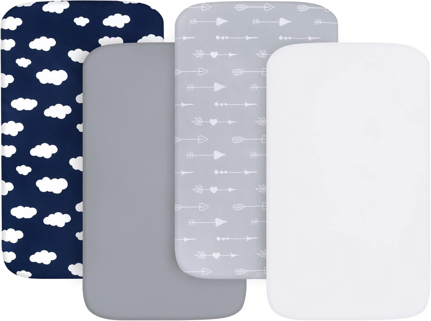 Next to Me Crib Sheets 4 Pack,Ultra Soft Sheets Fitted 83x50cm,Compatible with Chicco Next2Me & Tutti Bambini Cozee Crib Mattress,Navy Cloud