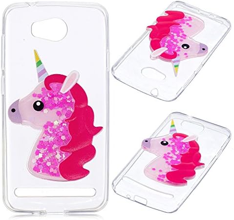 Huawei Y3II / Y3 2 (4.5") Case, DUGRO Cute 3D Creative Fashion Cartoon Animal ( Unicorn ) Quicksand Liquid Glitter Silicone Protective Cover Phone Case - Red