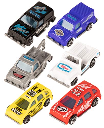 Mini Race Car Toys - 12-Pack Push Vehicles, Perfect Party Favor for Boys Themed Birthday Parties, 6 Assorted Designs, Great Christmas Stocking Stuffer, Secret Santa Gift Idea, 1.1 x 1 x 2.6 Inches