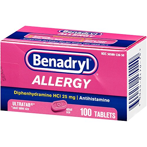 Benadryl Ultratabs Antihistamine Allergy Relief with Diphenhydramine HCl 25 mg, 100 ct Buy