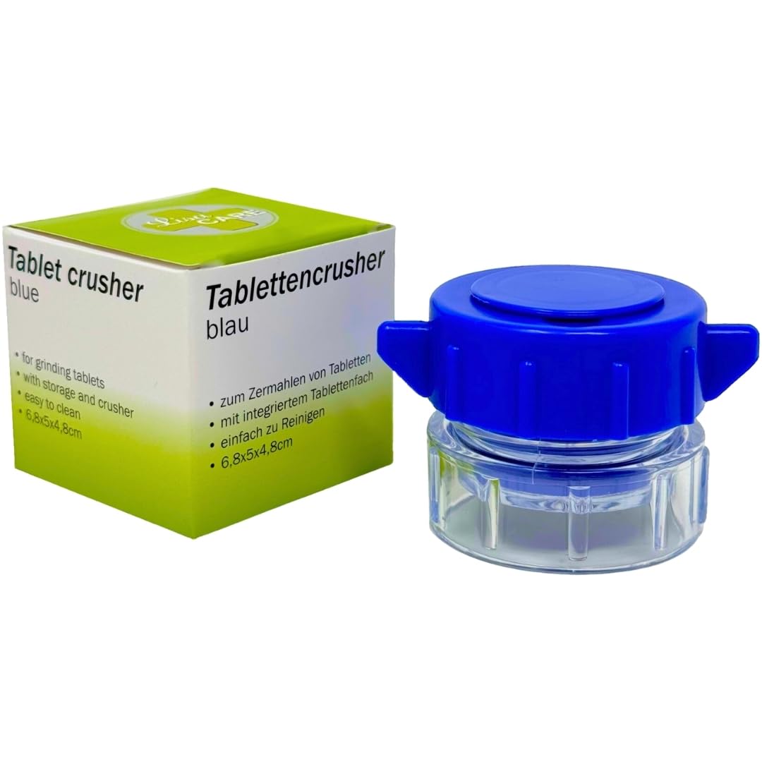 LisaCare Pill Crusher - Portable pill box in lid - Medication mortar and pill crusher - Finely grinds tablets, pills and vitamins - 1 compartment