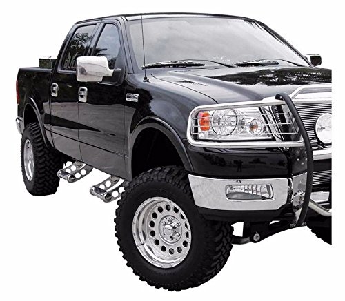 BULLY Mirror Polished T-304 3in Stainless Steel Pair of Truck Bed Side Steps Nerf Bar w/ Multi-Level Adjustment for Height Settings