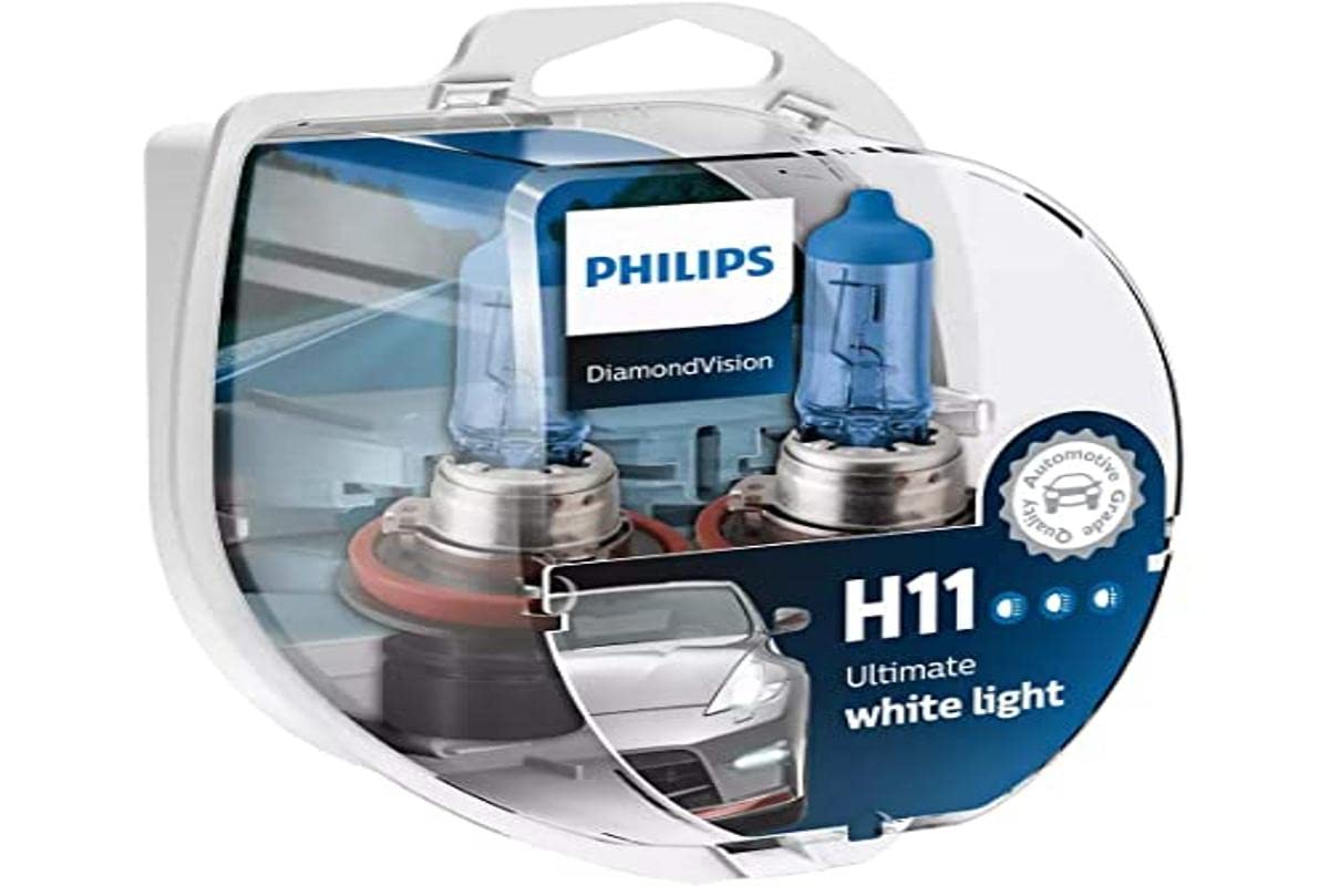Philips Diamond Vision 5000K H11 Car Headlight Bulbs (Twin Pack of Bulbs)