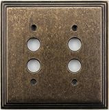 Classic Accents Deco Aged Antique Brass Two Gang Push Button Light Switch Wall Plate