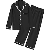 QZH.DUAO Girl & Women's 100% Cotton Pajamas Set Long Sleeve Button Down Sleepwear Nightwear Soft Pjs Sets, 5 Years - L