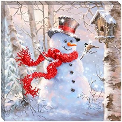 Glow Decor Birch Forest Snowman Pizazz Print with Swarovski Crystals, Multi