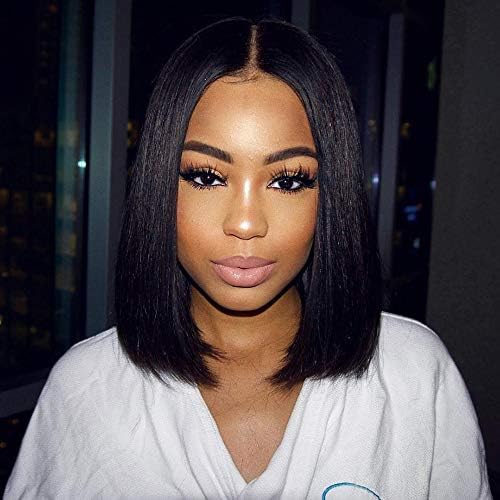 Allrun Hair Straight Brazilian Virgin Hair Wigs 130% Density Lace Frontal Wigs Human Hair for Black Women(12inch)