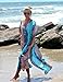 Bsubseach Women's Swimwear Kaftan Blue Side Split Chiffon Maxi Robe Beach Dress Swimsuit Coverups Poncho