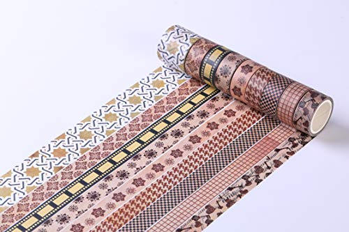 27 Rolls Washi Tape Set, DIY Gift Wrapping Scrapbooking and Craft, Sticky Adhesive Paper Masking Tape Decorative Sticker with Lovely Printed Patterns and Long-Lasting Colors - Thumbnail 3