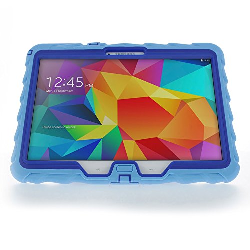 Gumdrop Cases Hideaway Stand for Samsung Galaxy Tab 4 10.1 Rugged Tablet Case Shock Absorbing Cover SM-T530, Light Blue/Royal Blue