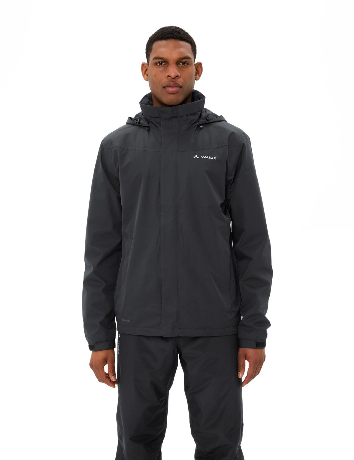 VAUDE Escape Bike Light Regenjacke Herren – Fahrradjacke wasserdicht atmungsaktiv winddicht, 2-Lagen mit verstaubarer Kapuze, black,L 2