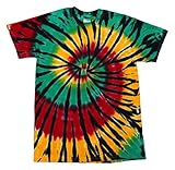 Colortone Adult Swirl Tie Dye Tee, Rasta Web, Large