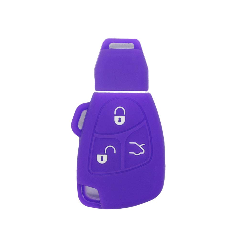 BROVACS Silicone Cover Protector Case Holder Skin Jacket Compatible with MERCEDES BENZ 3 Button Smart Remote Key Fob CV4956 Deep Purple