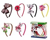 Bundle Monster 6pc Cute Handmade Grosgrain Ribbon Bows Girl Hair Headbands - Assorted Mix Lot Set