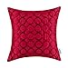 CaliTime Contempo Decorative Throw Pillow Cover Faux Silk Two-tone Circles Rings Chain Embroidered 18 X 18 Inches Deep Red