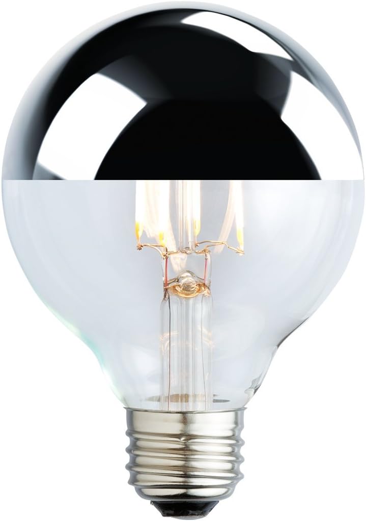 Archipelago Dimmable LED Filament Globe (G25) Light Bulb, Silver Tipped Glass, 3.5 Watt, Medium Base (E26), 2700K (Warm White), Omnidirectional, UL Listed