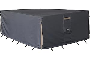 Garden Balsam Heavy Duty Waterproof Patio Furniture Covers,Fading Resistant Outdoor Table and Chair Covers Large Rectangular 128"Wx 82"D x 28"H Dark Grey