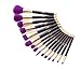Jessup 15pcs Purple/Darkviolet Makeup Brushes Set Powder Foundation Eyeshadow Eyeliner Lip Contour Concealer Smudge Brush Tool T114