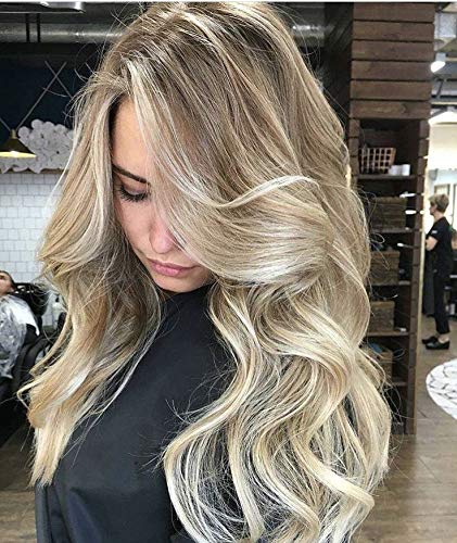 Full Shine 24 Remy Blonde Hair Wig Half Part Wig Human Hair Piano