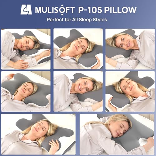 MULISOFT Memory Foam Pillow, Comfortable Pillow, Supportive Neck pillow, Ergonomic side sleeper pillow (GREY)