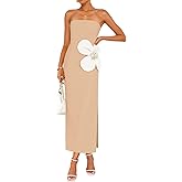 ZESICA Women's Summer Strapless Bodycon Maxi Dress 2026 Ribbed Knit Backless Floral Tube Cocktail Party Long Dresses